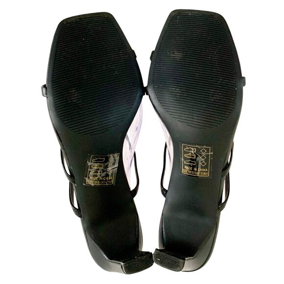 Qupid Kaylee Strappy Heel Mule Sandals US 10 EUR 41 Black PU Leather Slip On - Picture 6 of 8